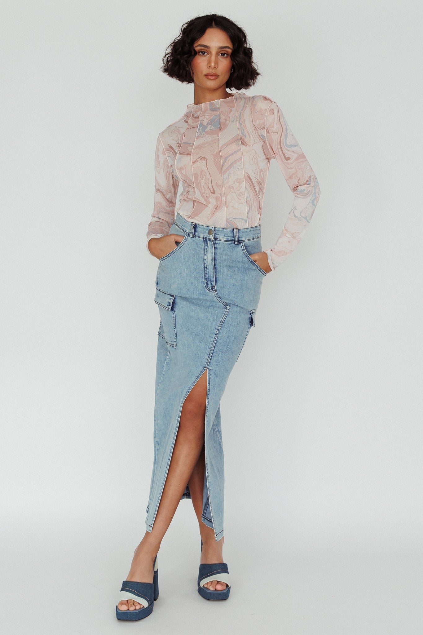 Madrid Long Sleeve Mesh Top Pink Multi
