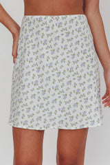 Miss Cupid Floral Mini Skirt Ivory/Blue