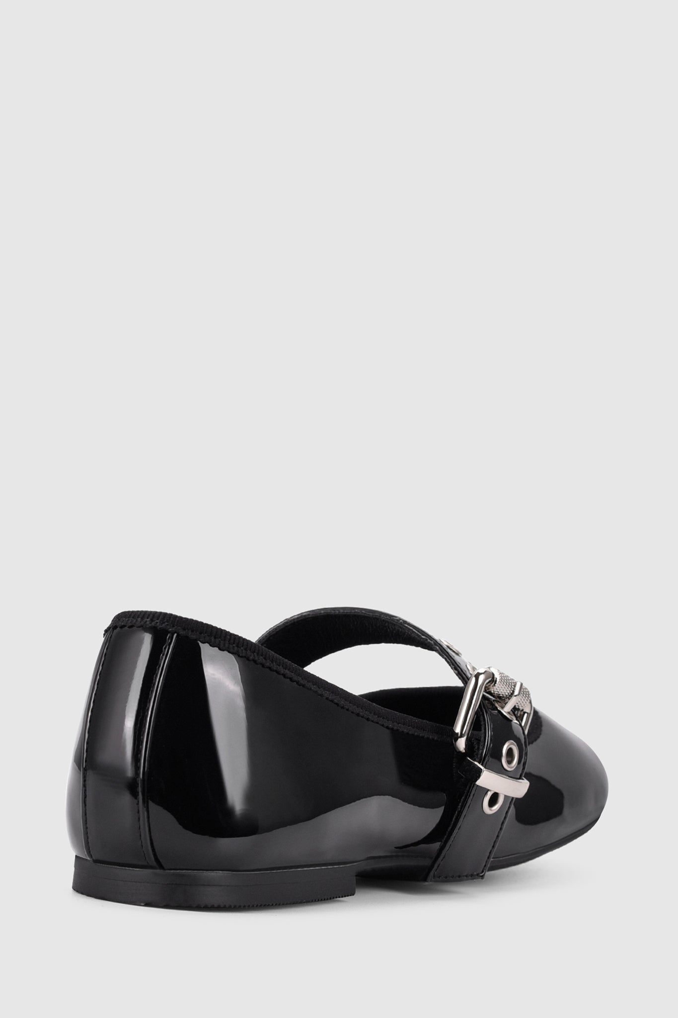 VERALi Banks Buckled Mary-Jane Flats Black Patent