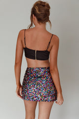 La Nuit Sequin Mini Skirt Multi