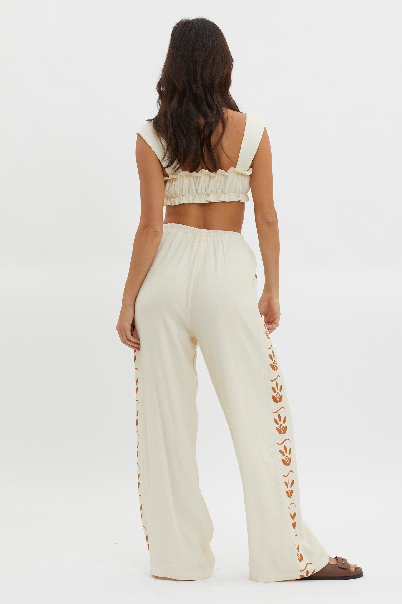 Maghan Side Print Long Pants Beige