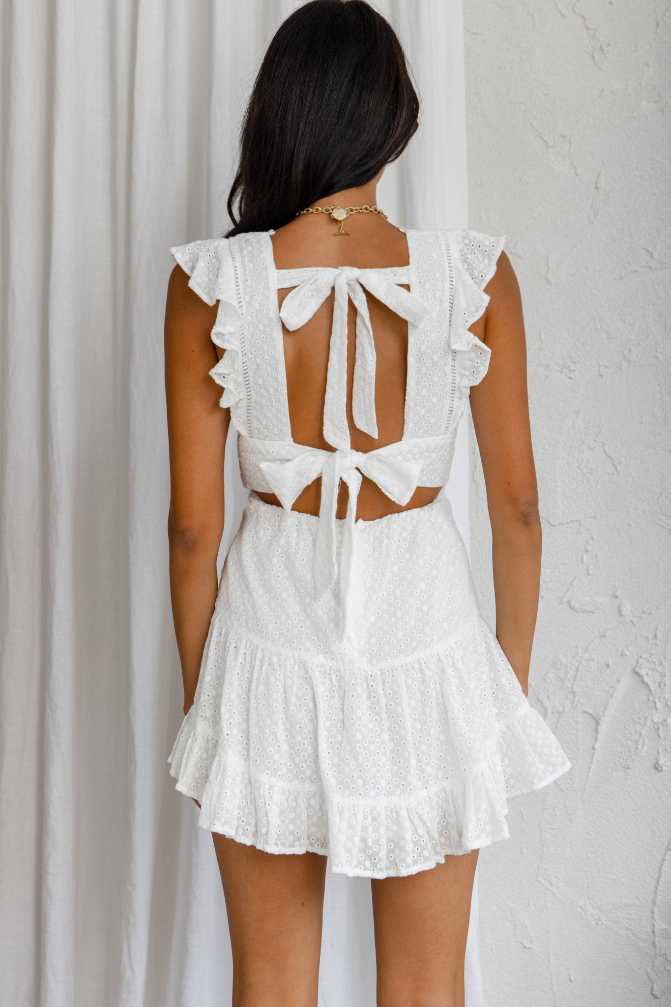 Sunshine Days Double Bow Back Dress White
