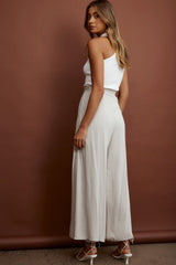 La Romana High Waisted Wide Leg Pants Sand