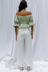 La Romana High Waisted Wide Leg Pants White