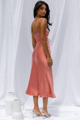Date Night Drawstring Bust Midi Dress Rose