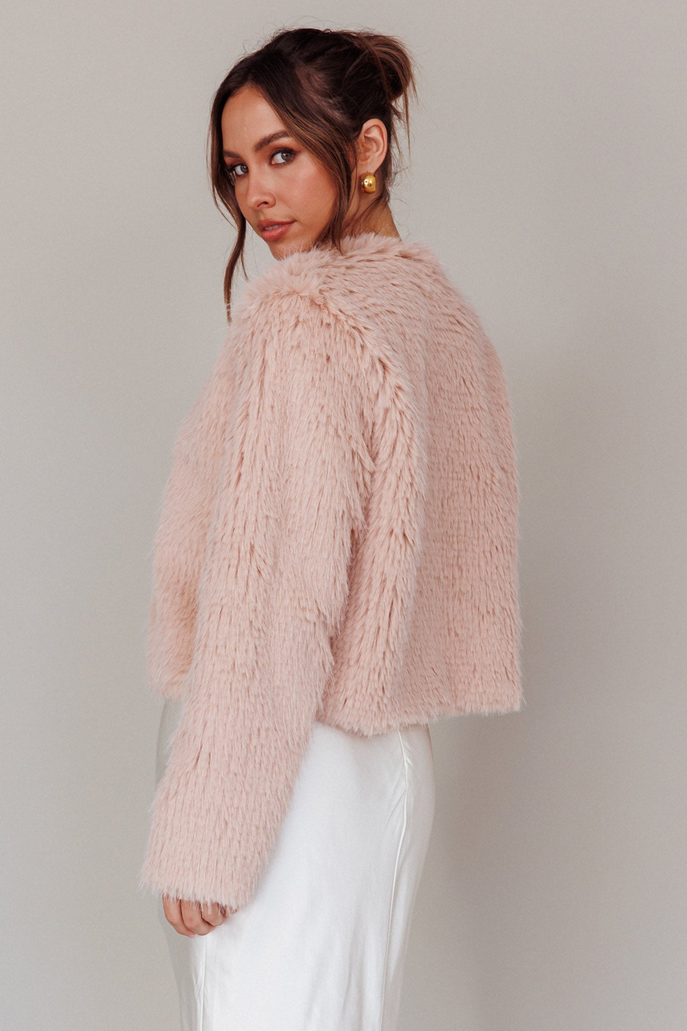 London Day Faux Fur Jacket Blush
