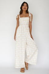 Kersty Tied Shoulder Jumpsuit Beige