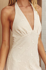 Here For It Halterneck Maxi Dress Oat