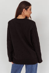 Seattle Lace-Up Front Knit Top Black