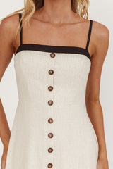 Sailing Away Button Front Maxi Dress Oat