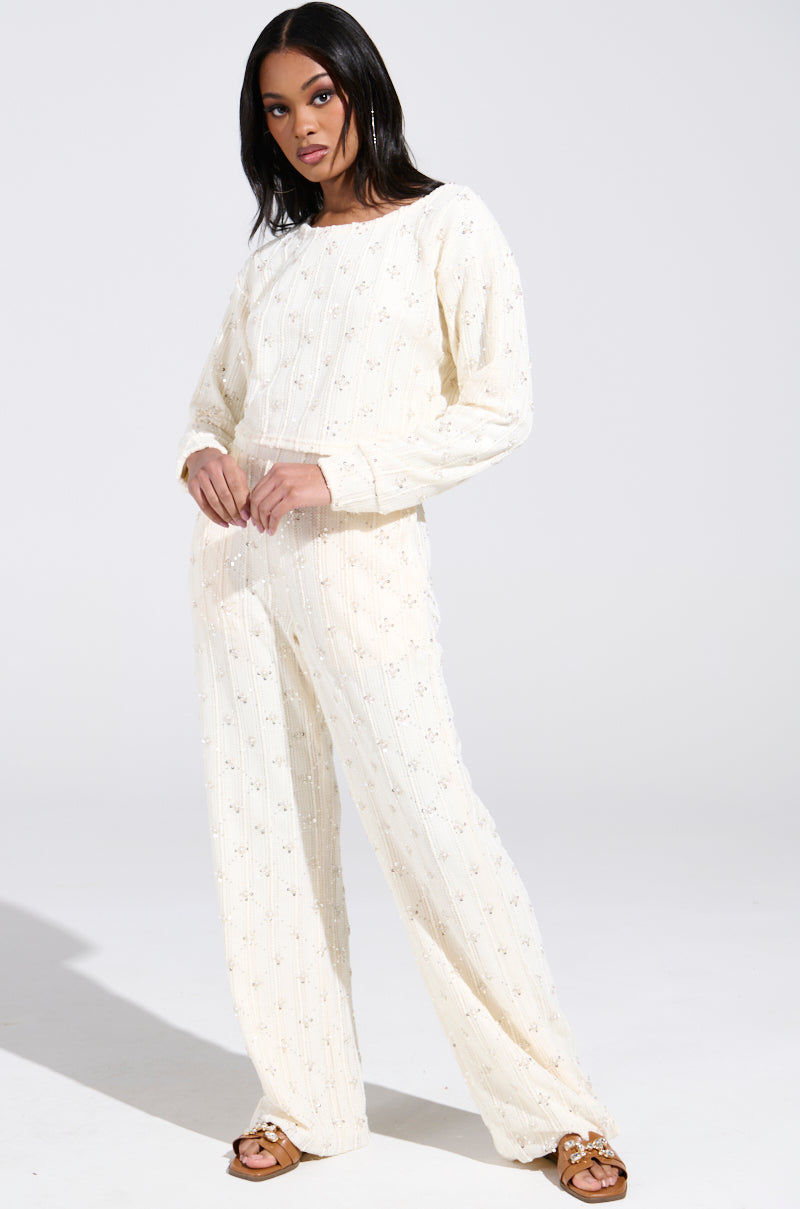 SHINE BRIGHT PEARL WIDE LEG PANT