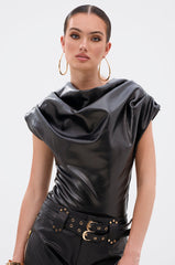 SHANNON FAUX LEATHER BODYSUIT