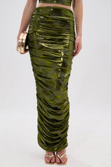 TAYLOR METALLIC RUCHED MAXI SKIRT