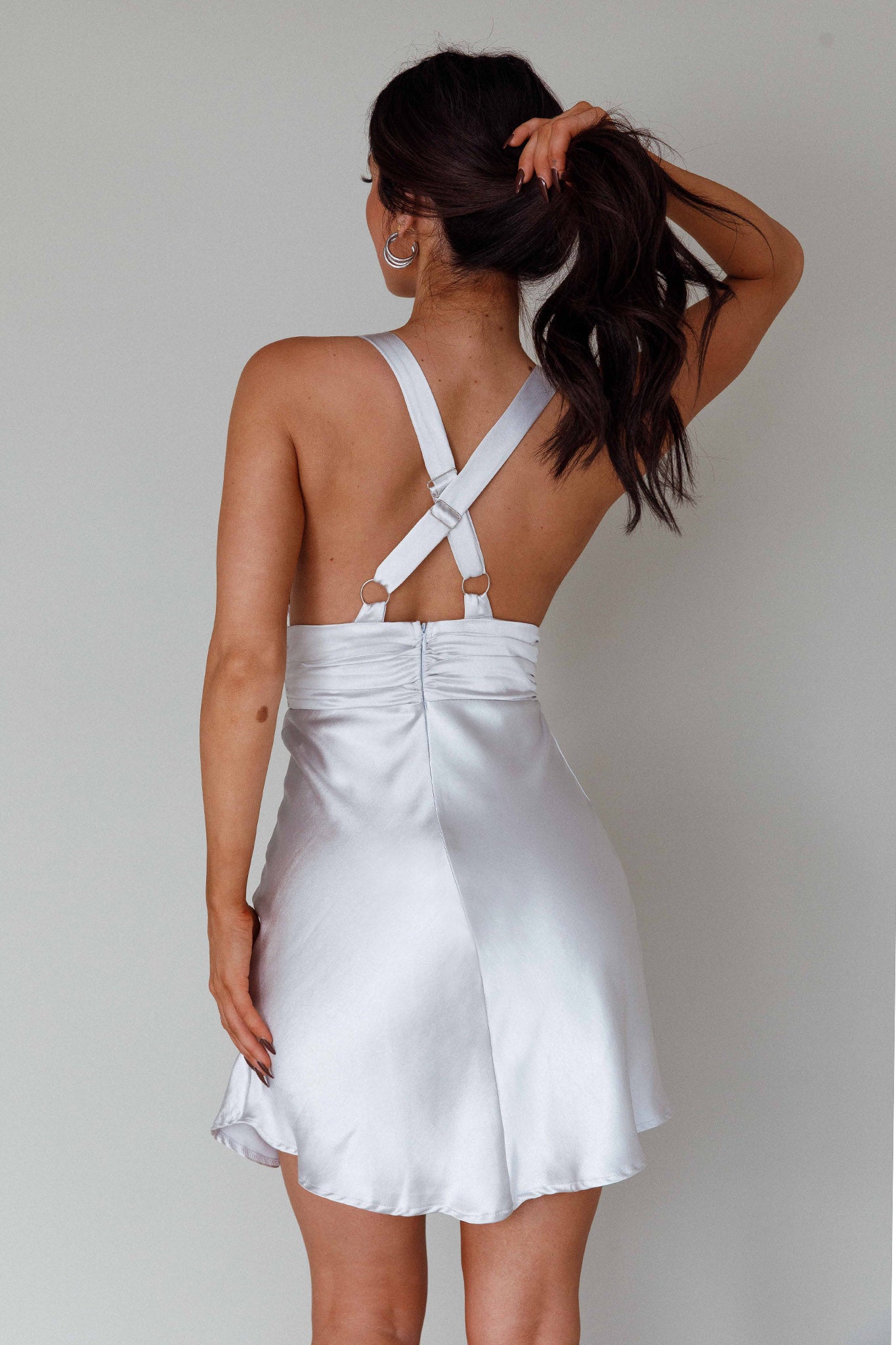 Mad About You Criss-Cross Back Mini Dress Silver