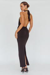 Simha Rose Halterneck Midi Dress Black