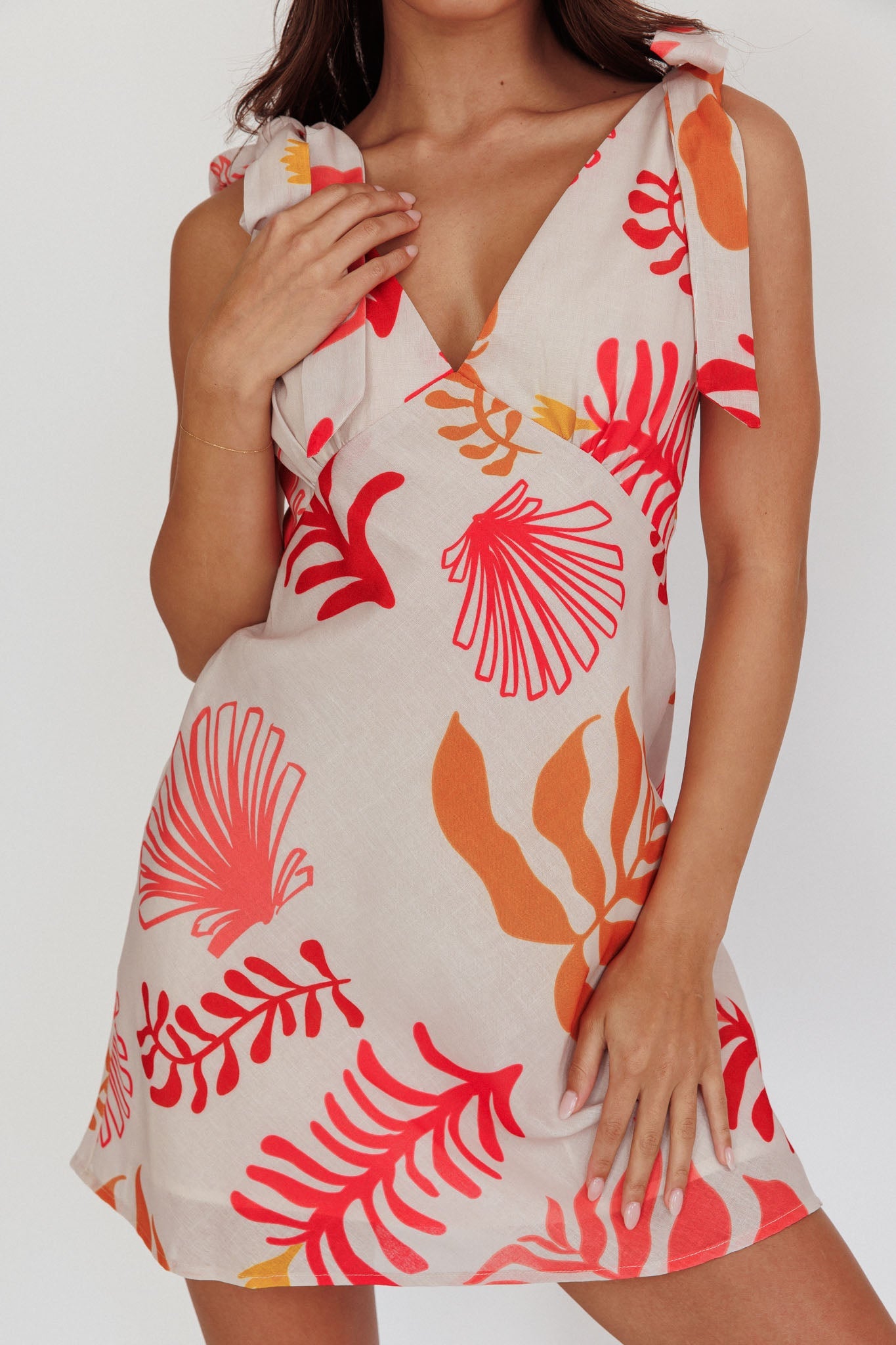 Mykonos Morning Tied Shoulder Mini Dress Seashell Pink