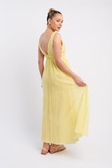 Kylin V-Neck Tied Bust Maxi Dress Lemon