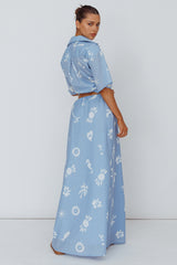 Light Aura Maxi Skirt Print Blue White