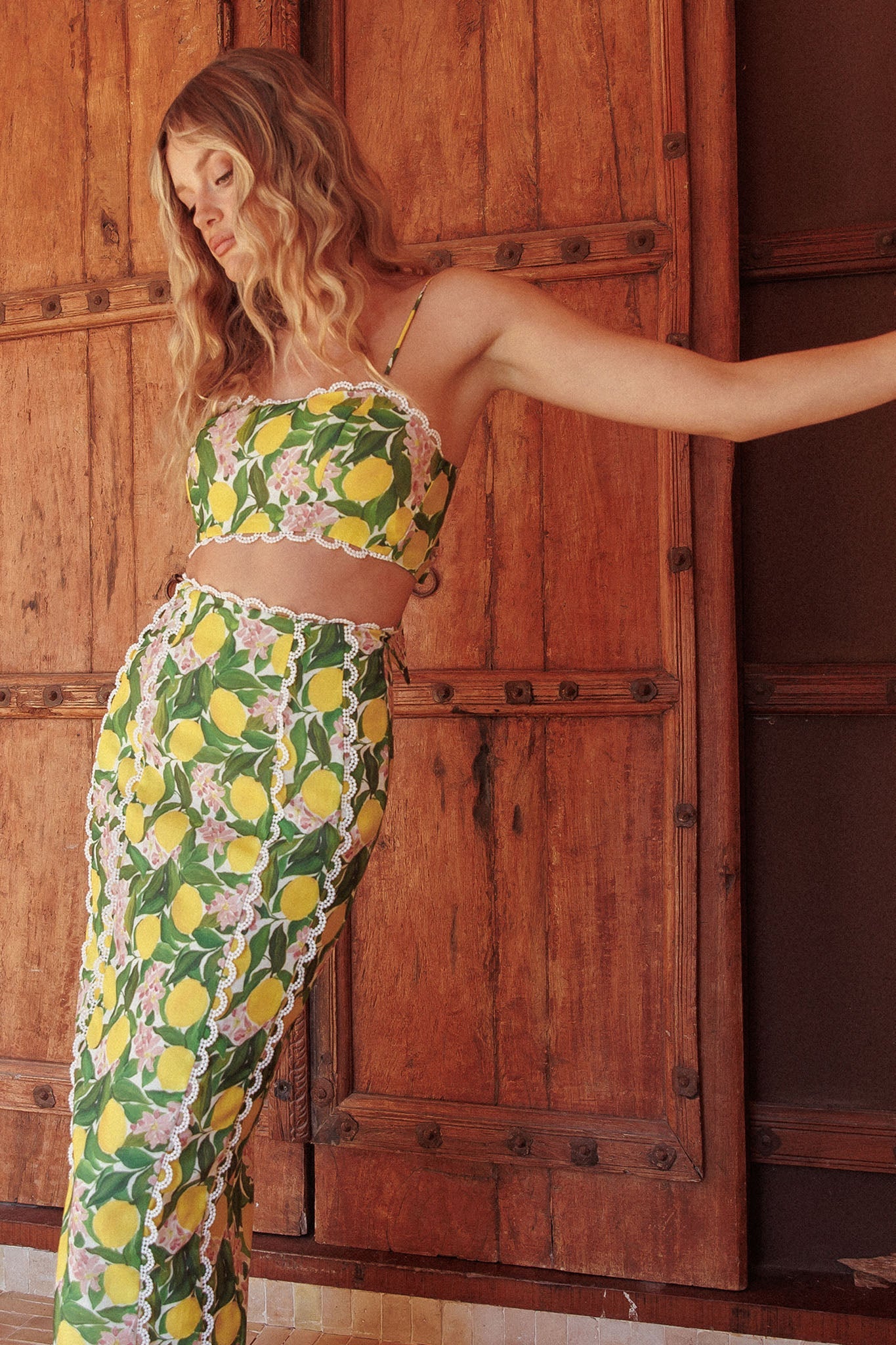 Chamberlain Scallop Trim Maxi Skirt Citrus Lemon