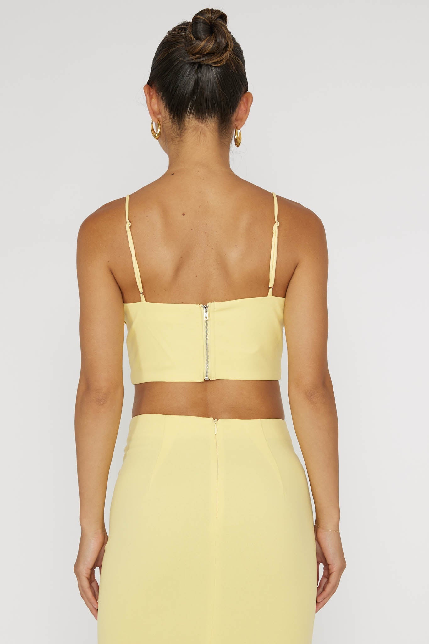 Ferrera Piping Trim Crop Top Yellow