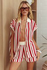 Influence Knit Shorts Striped Red
