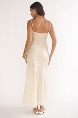 Gilded Dream Chiffon Hem Maxi Dress Sequin Oyster