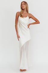 Gilded Dream Chiffon Hem Maxi Dress Oyster