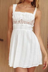 Merissa Lace Trim Mini Dress Off White