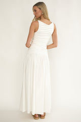 Dalayla Sleeveless Pintuck Maxi Dress White