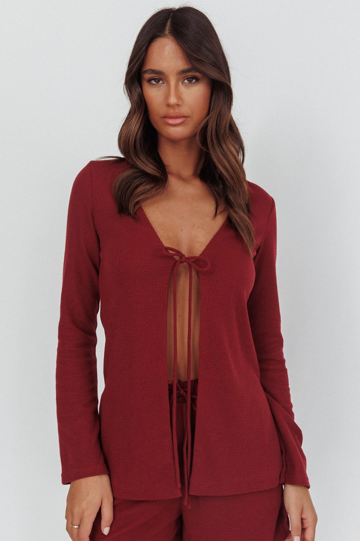 Ryder Tie Front Top Burgundy
