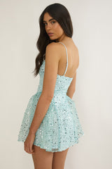 Roselisse Cami Strap Sequin Mini Dress Sage
