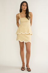 Marcelline Scallop Hem Mini Skirt Apricot