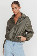 Faroe Drawstring Waist Puff Jacket Green