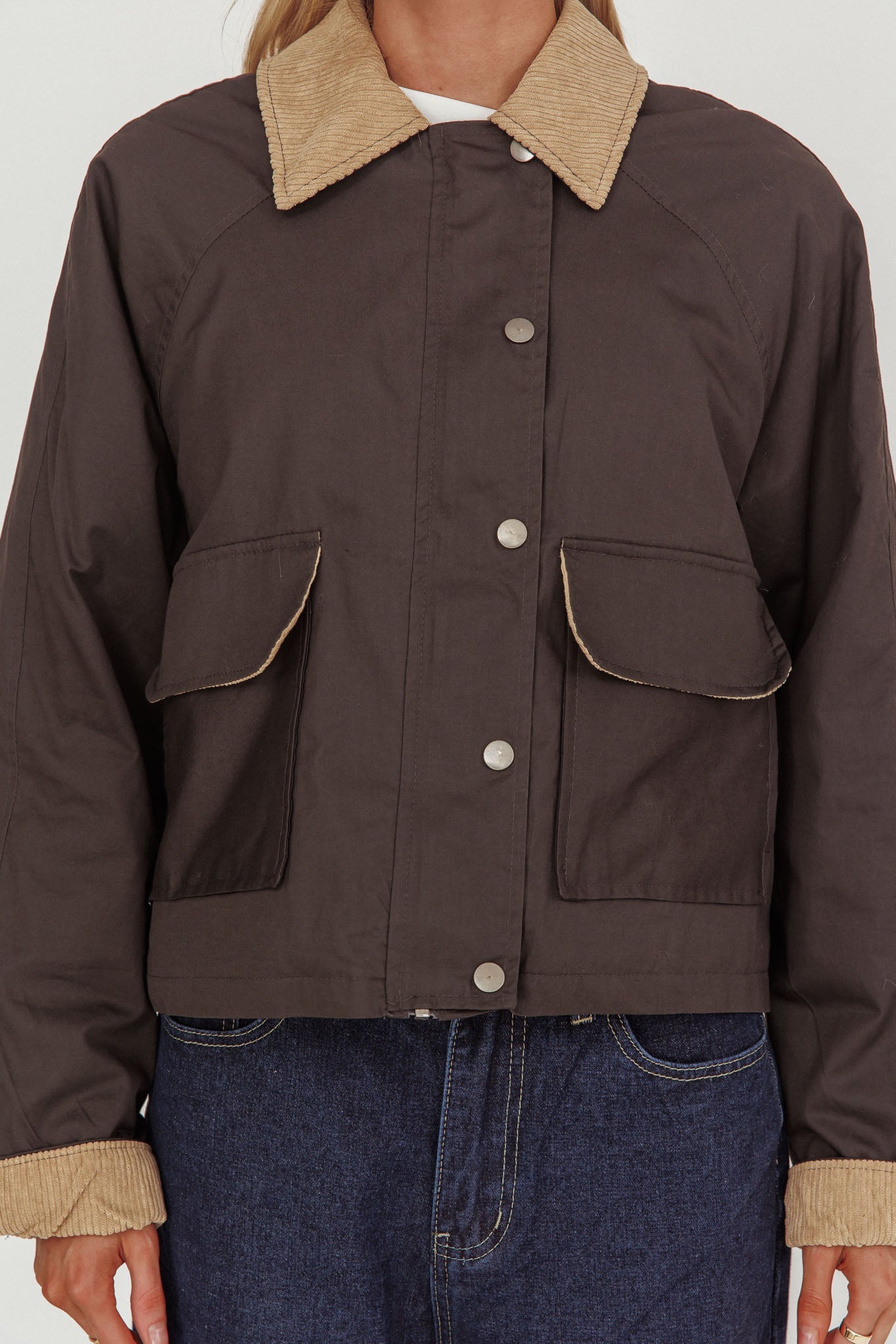 Halona Snap Button Pocket Jacket Charcoal