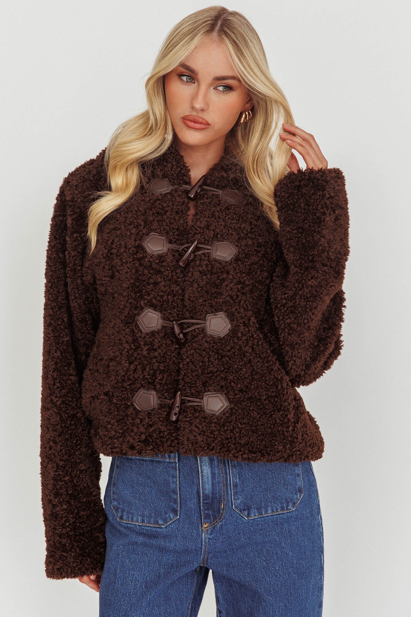 Elaris Hooded Toggle Jacket Brown