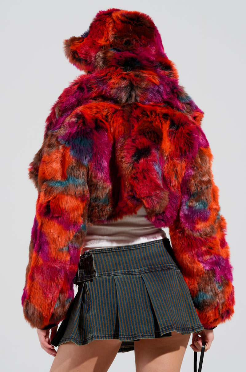 UPSETTER CROP FAUX FUR JACKET