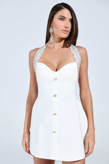 TOO HOT FOR YOU BANDAGE MINI DRESS IN WHITE