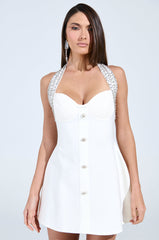 TOO HOT FOR YOU BANDAGE MINI DRESS IN WHITE