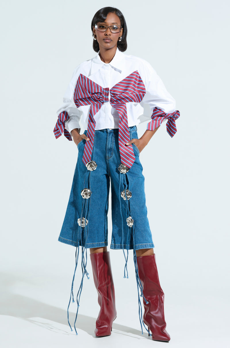 TIED TO YOU BUTTON DOWN BLOUSE