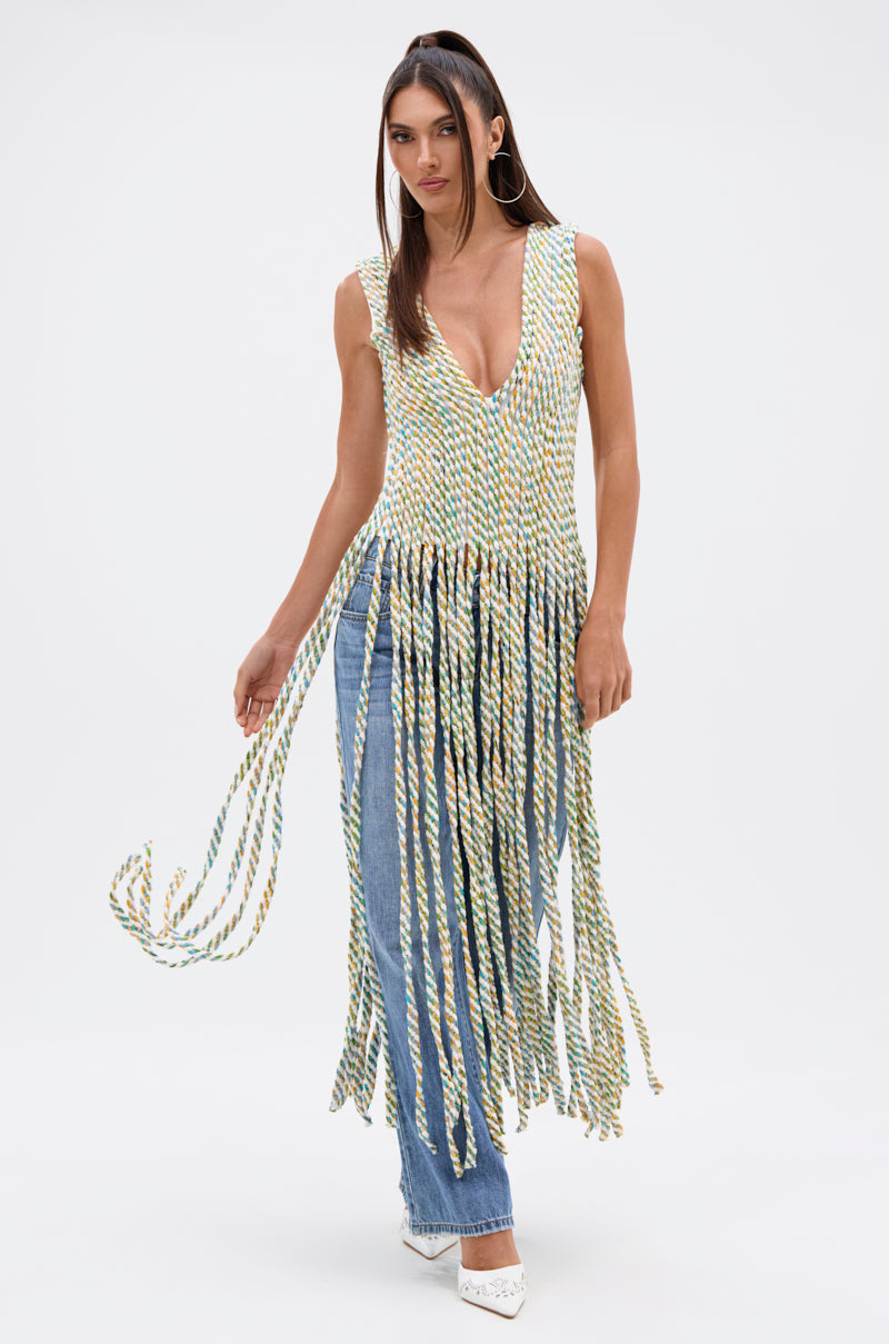 TIED DOWN V-NECK ROPE TOP