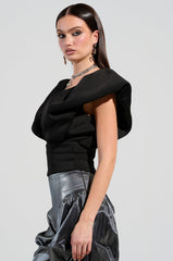 FEMME ENERGY SCUBA BLOUSE IN BLACK