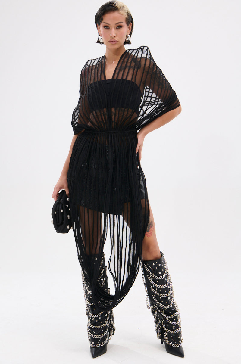 RIPPLING SHEER HALTER TOP