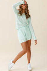 Lazy Daze Crochet Knit Shorts Mint
