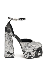 AZALEA WANG ZIPPORAH BLACK BROCADE PUMP