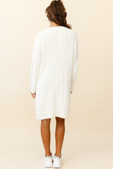 Fredricka Long-Line Knit Cardigan White