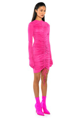 STASSIE RUCHED BODYCON GLOVED MINI DRESS
