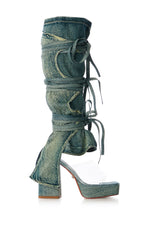 AZALEA WANG AERIAL BLUE DENIM WASHED SANDAL