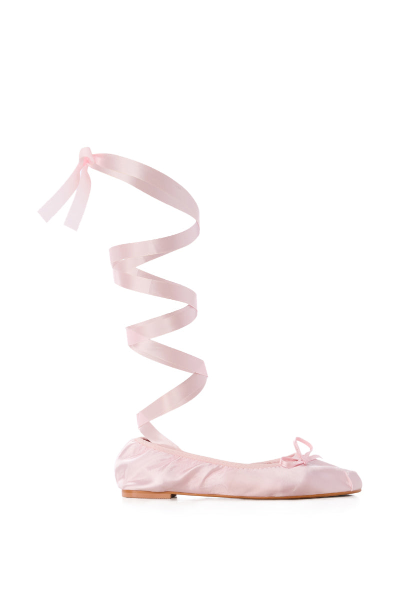 AZALEA WANG BALLET TIE PINK FLAT