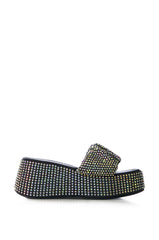 AZALEA WANG BUCATINI RHINESTONE SCRUNCHIE BLACK SANDAL