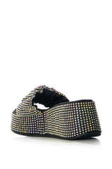 AZALEA WANG BUCATINI RHINESTONE SCRUNCHIE BLACK SANDAL